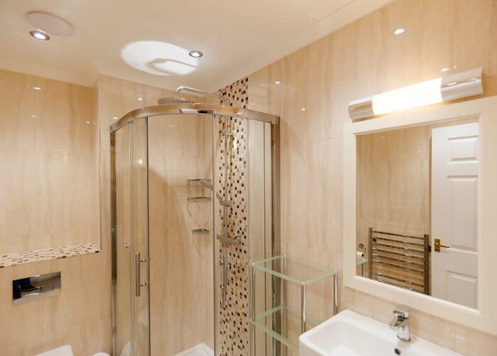 The shower room at Highcliffe Holidays' cottage Poppies in Polzeath, Cornwall.